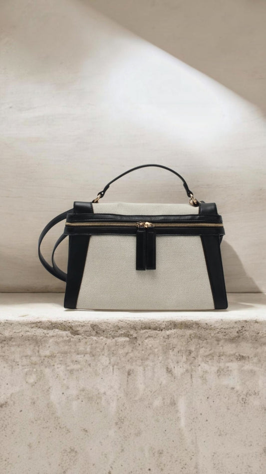 Sac à Main Femme Élise avec Bandoulière – Noir & Jaune