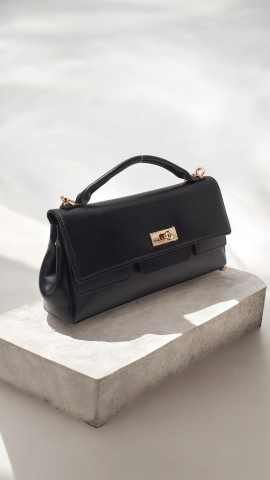 Sac à Main Femme Camille avec Bandoulière – Noir & Taupe