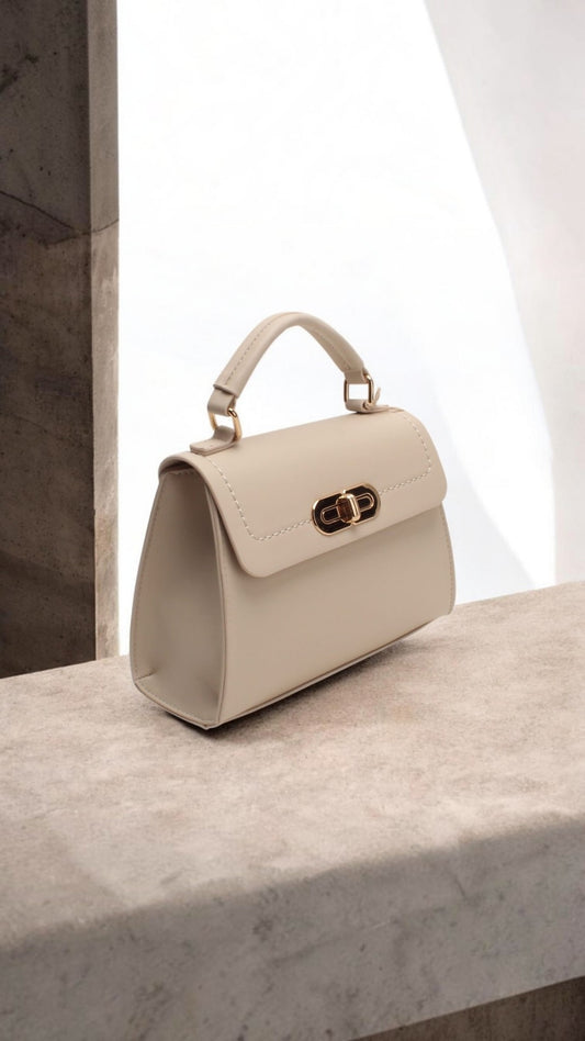 Sac à Main Femme Élégant avec Poignée – Camel, Noir & Beige