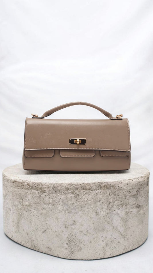 Sac à Main Femme Camille avec Bandoulière – Noir & Taupe