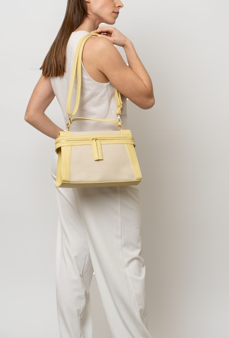 Sac à Main Femme Élise avec Bandoulière – Noir & Jaune