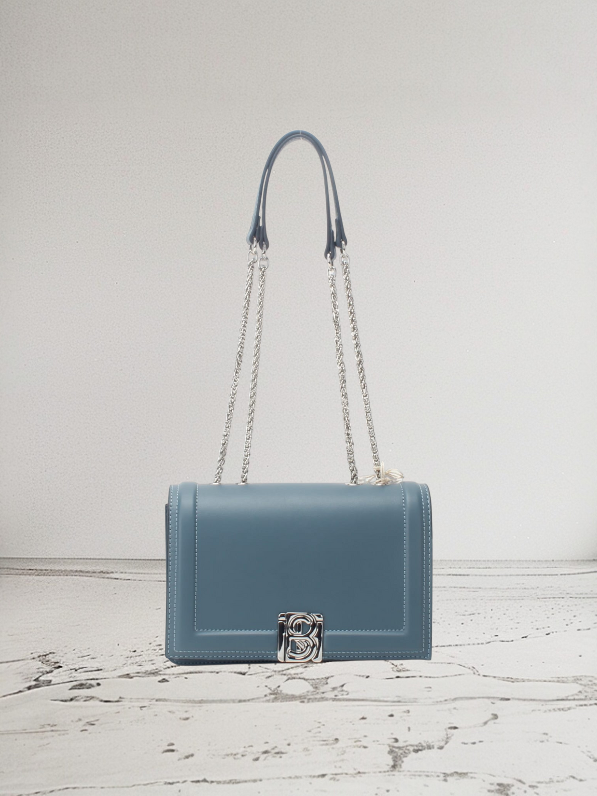 Sac à Bandoulière Femme Élégant avec Chaîne – Bleu & Noir