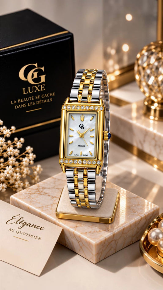 Montre Femme GG Luxe en Acier Inoxydable Bicolore – Doré & Argenté