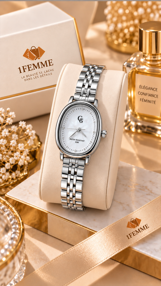 Montre Femme GG LUXE en Acier Inoxydable – Dorée ou Argentée